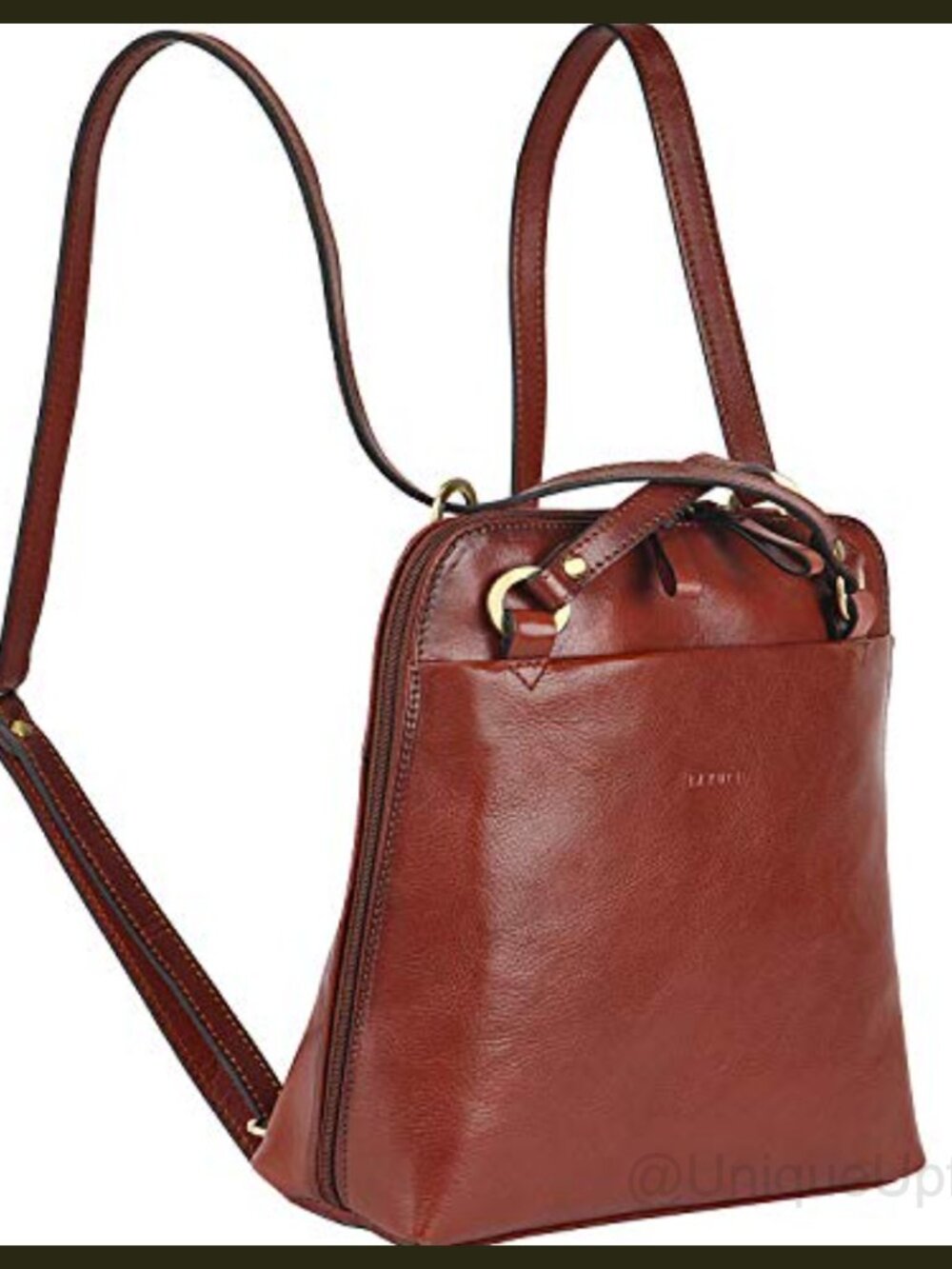 Italian Full Grain Leather Convertible Backpack Purse Shoulder Bag Women